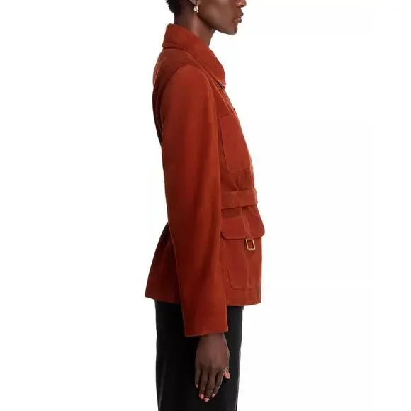 SOLD 380$ Bagatelle Suede Front Full Zipper Jacket Women's Size M Dark Orange - Picture 5 of 5